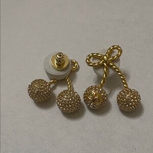 Gold Crystal Knot Drop Earrings with Pave Spheres